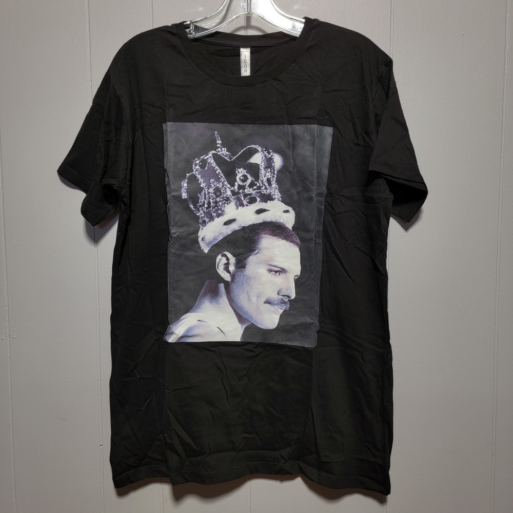 Icon by Clo Freddie Mercury Crown Graphic T-Shirt Mens Black Size M LS1